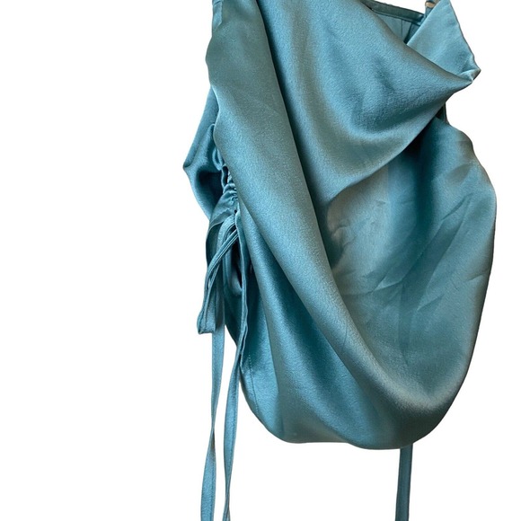Forever 21 Satin Top Cowl neck line Adjustable straps Green‎ Size Small Festival - Picture 6 of 12
